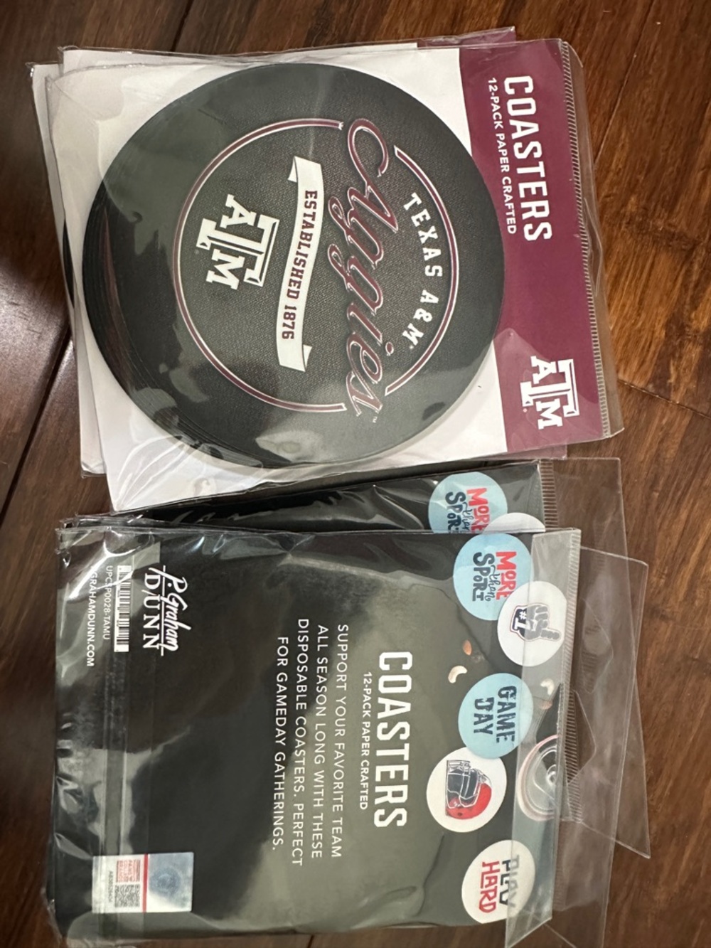 Texas A&M Black & White Coaster Set - 6 packs